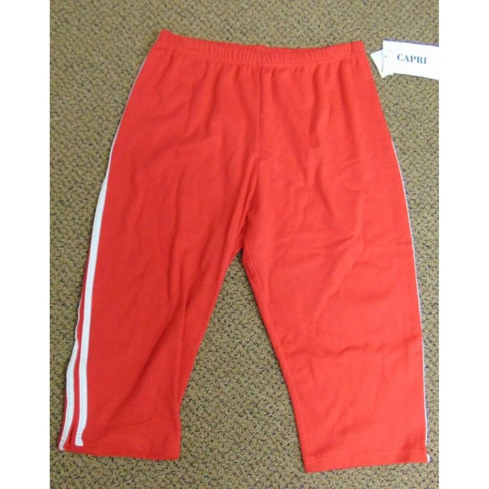 Womens Sweat Pants Capris 2X GW Sports Red Plus Elastic Waist